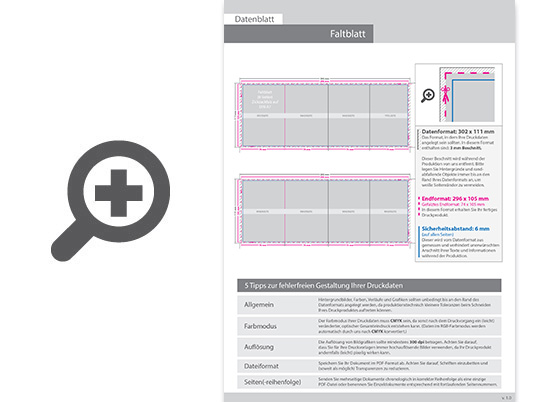 Product Bild faltblatt__gefalzt_auf_din_a7__8-seiter_(zickzackfalz)__beidseitig_bedruckt_(4_4_farbig_+_1_sonderfarbe_hks)
