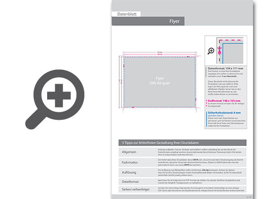 Product Bild flyer_din_a6_quer_(14_8_cm_x_10_5_cm)__beidseitig_bedruckt_(4_4_farbig_+_2_sonderfarben_hks)
