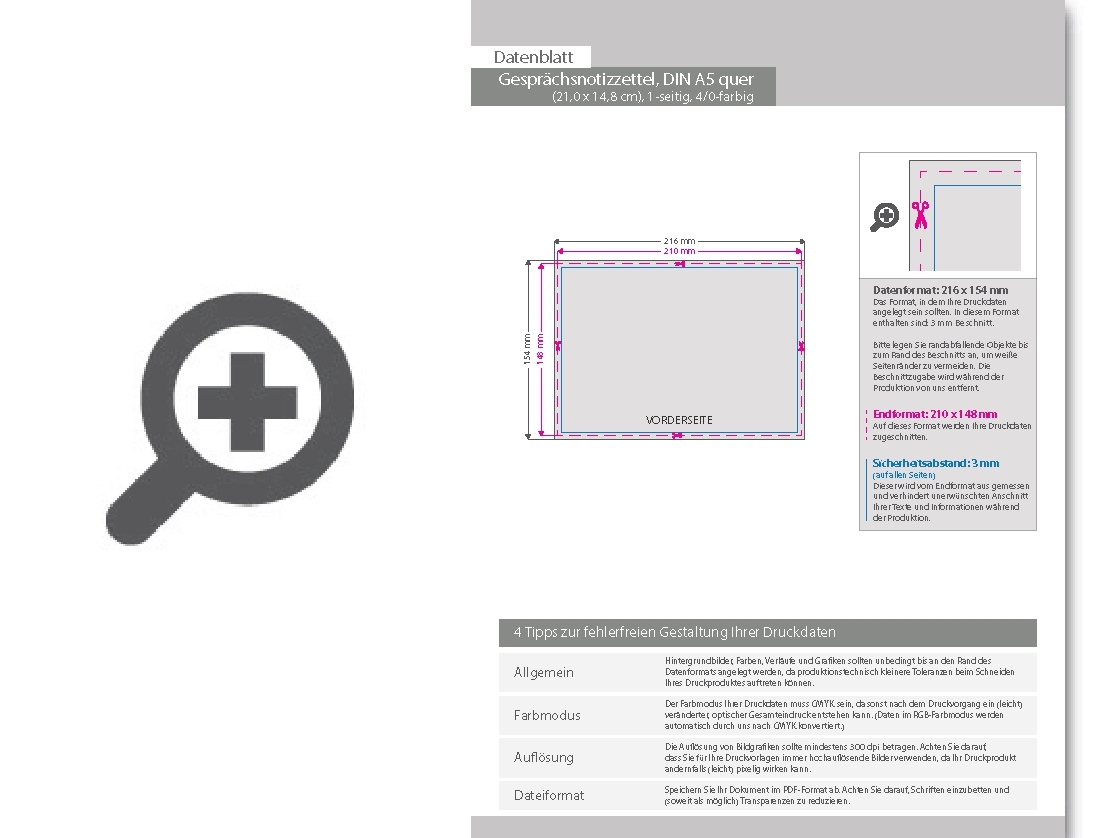 Product Bild gespr__chsnotizzettel__din_a5_quer_(21_0_x_14_8_cm)__1-seitig__4_0-farbig