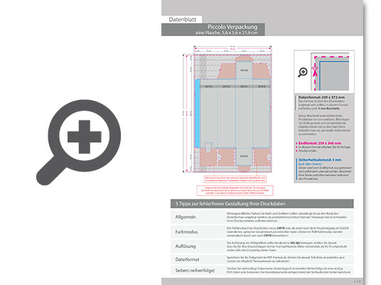 Product Bild piccoloverpackung_f__r_eine_flasche_(5_6_x_5_6_x_21_9_cm)_einseitig_bedruckt_4_0-farbig